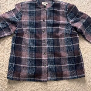 Alfred Dunner purple blue pink Plaid Blazer soft